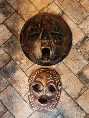 Carved Wooden Mask Decor Set Of 2
